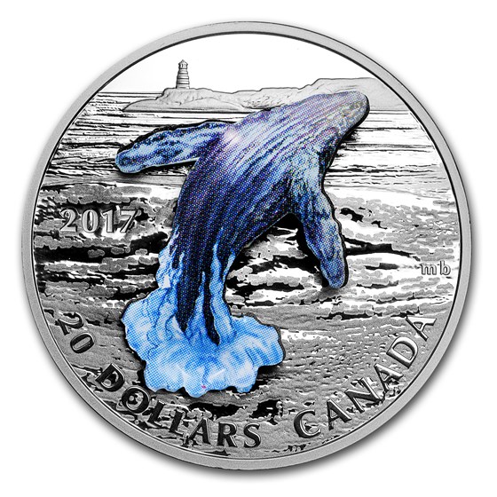 2017 Canada 1 oz Silver Proof $20 3-Dimensional Breaching Whale 2017 Canada 1 oz Silver Proof $20 3-Dimensional Breaching Whale